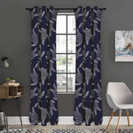 White And Blue Turtle Pattern Print Curtain