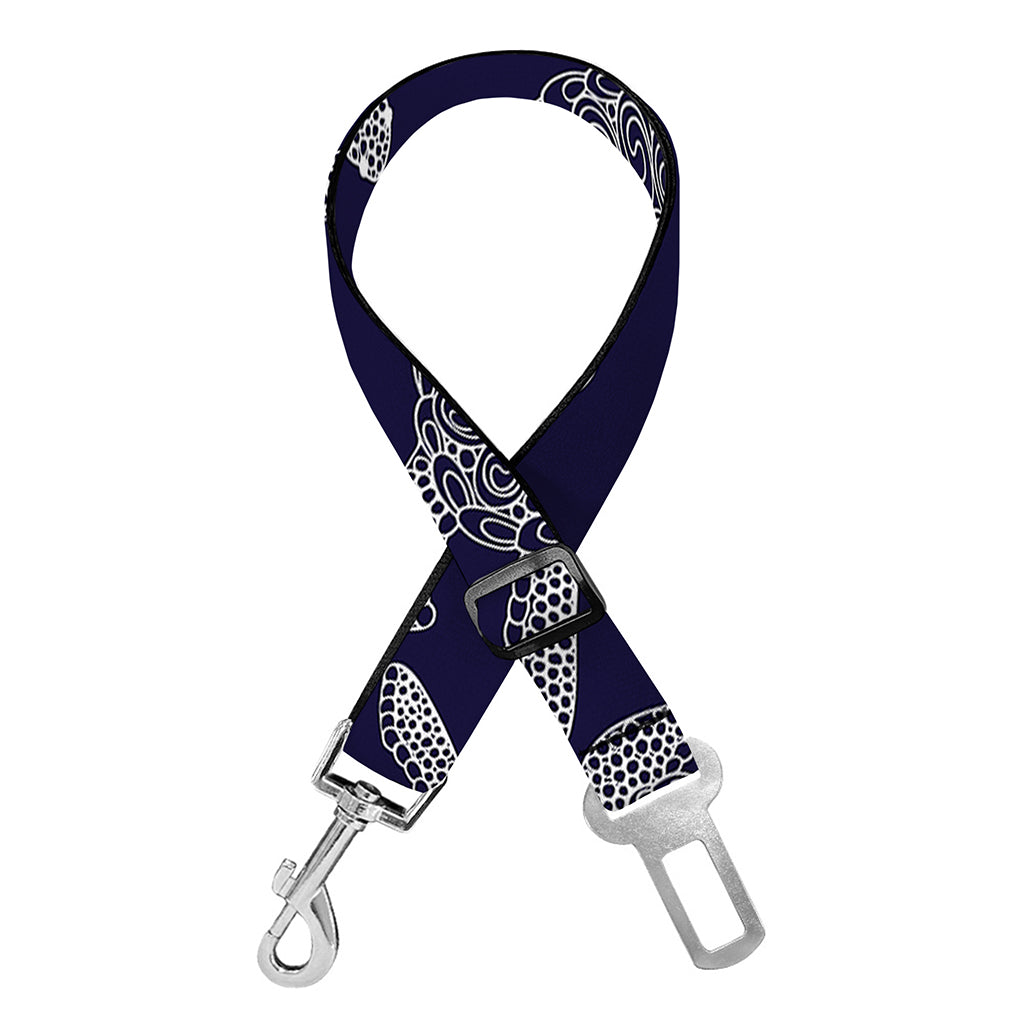White And Blue Turtle Pattern Print Dog Seat Belt