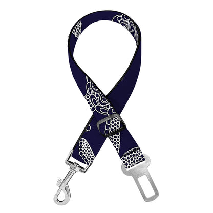 White And Blue Turtle Pattern Print Dog Seat Belt