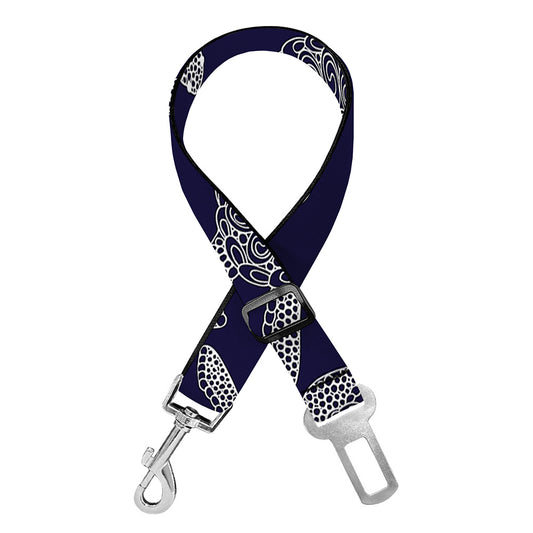 White And Blue Turtle Pattern Print Dog Seat Belt