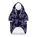 White And Blue Turtle Pattern Print Dog Zip Up Hoodie