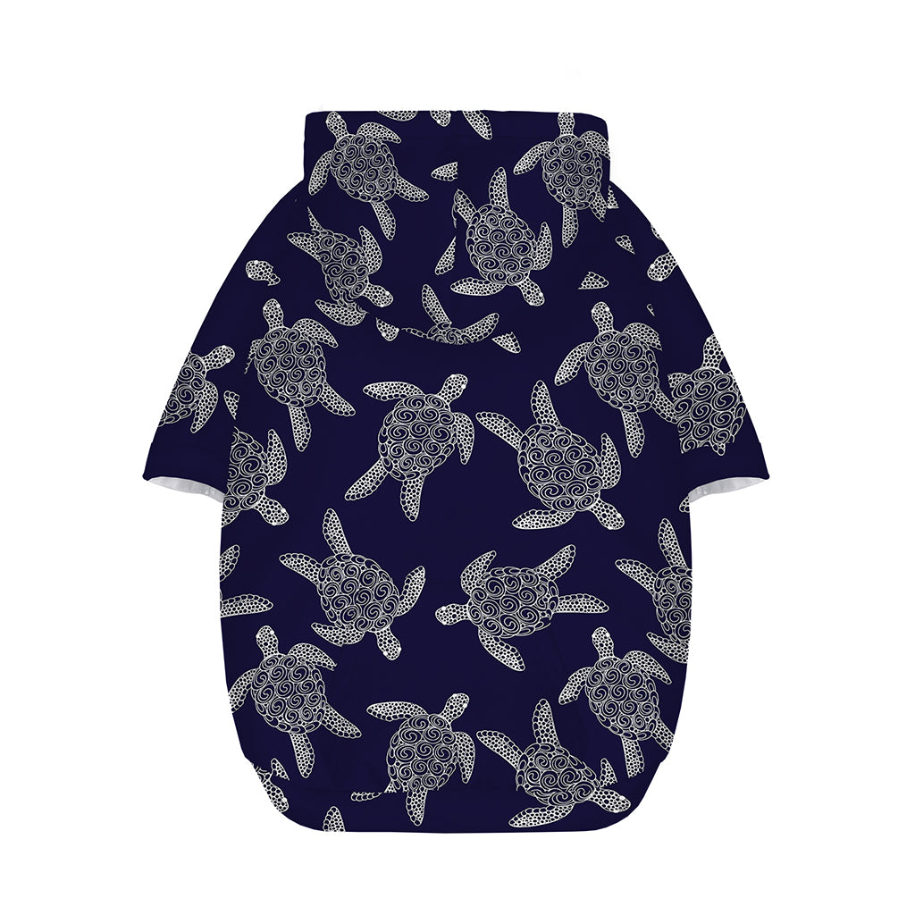 White And Blue Turtle Pattern Print Dog Zip Up Hoodie