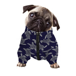 White And Blue Turtle Pattern Print Dog Zip Up Jacket