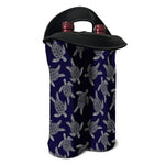 White And Blue Turtle Pattern Print Double Neoprene Wine Tote