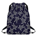 White And Blue Turtle Pattern Print Drawstring Backpack