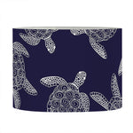 White And Blue Turtle Pattern Print Drum Lamp Shade