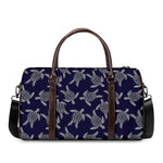 White And Blue Turtle Pattern Print Duffle Bag