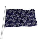 White And Blue Turtle Pattern Print Flag