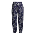 White And Blue Turtle Pattern Print Fleece Lined Knit Pants