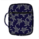 White And Blue Turtle Pattern Print Front Pocket Bible Bag
