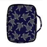 White And Blue Turtle Pattern Print Front Pocket Bible Bag