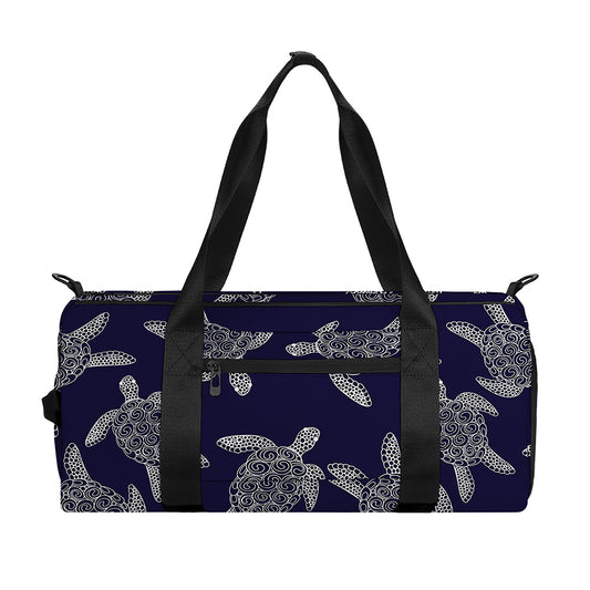 White And Blue Turtle Pattern Print Gym Bag