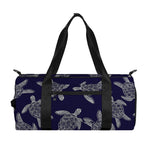 White And Blue Turtle Pattern Print Gym Bag