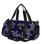 White And Blue Turtle Pattern Print Gym Bag