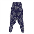 White And Blue Turtle Pattern Print Hammer Pants