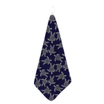 White And Blue Turtle Pattern Print Hand Towel