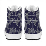 White And Blue Turtle Pattern Print High Top Leather Sneakers