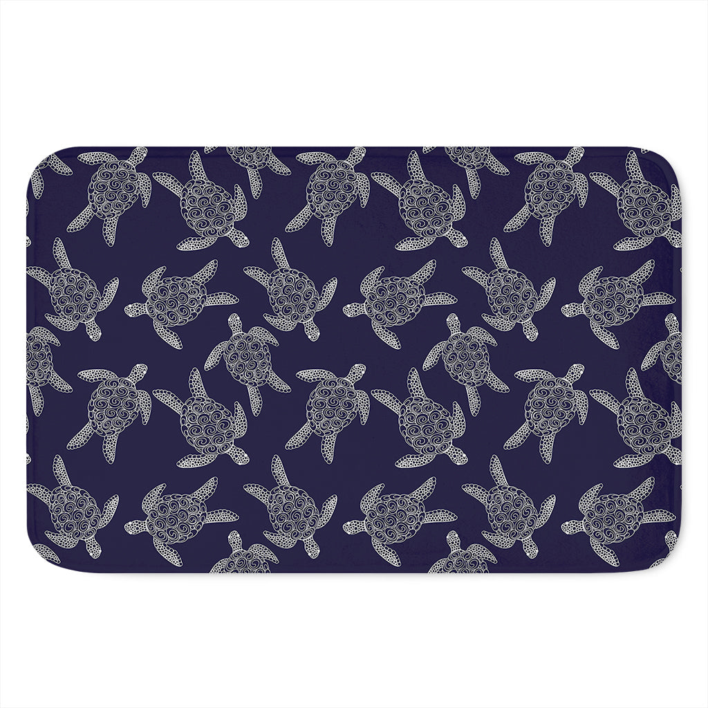 White And Blue Turtle Pattern Print Indoor Door Mat