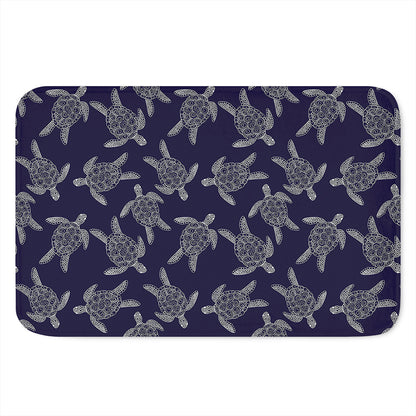 White And Blue Turtle Pattern Print Indoor Door Mat