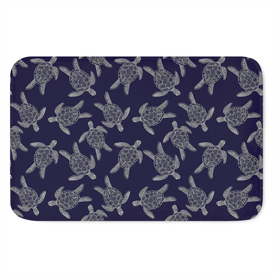 White And Blue Turtle Pattern Print Indoor Door Mat
