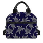 White And Blue Turtle Pattern Print Insulated Lunch Bag