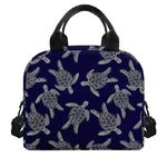 White And Blue Turtle Pattern Print Insulated Lunch Bag
