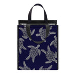 White And Blue Turtle Pattern Print Insulated Lunch Tote
