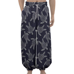 White And Blue Turtle Pattern Print Lantern Pants