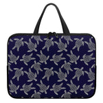 White And Blue Turtle Pattern Print Laptop Sleeve With Handle