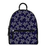White And Blue Turtle Pattern Print Leather Backpack