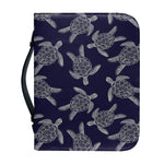 White And Blue Turtle Pattern Print Leather Bible Cover