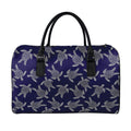 White And Blue Turtle Pattern Print Leather Duffel Bag