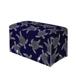 White And Blue Turtle Pattern Print Leather Tissue Box Cover