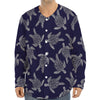 White And Blue Turtle Pattern Print Long Sleeve Baseball Jersey