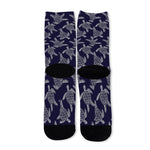 White And Blue Turtle Pattern Print Long Socks