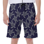 White And Blue Turtle Pattern Print Men's Beach Shorts