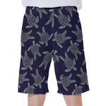 White And Blue Turtle Pattern Print Men's Beach Shorts