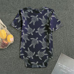 White And Blue Turtle Pattern Print Men's Bodysuit