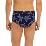 White And Blue Turtle Pattern Print Men's Briefs