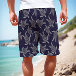 White And Blue Turtle Pattern Print Men's Cargo Shorts