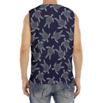 White And Blue Turtle Pattern Print Men's Fitness Tank Top