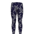 White And Blue Turtle Pattern Print Men's Leggings