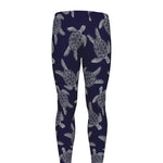 White And Blue Turtle Pattern Print Men's leggings