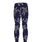 White And Blue Turtle Pattern Print Men's leggings