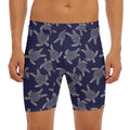 White And Blue Turtle Pattern Print Men's Long Boxer Briefs