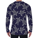 White And Blue Turtle Pattern Print Men's Long Sleeve T-Shirt