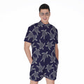 White And Blue Turtle Pattern Print Men's Romper