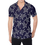 White And Blue Turtle Pattern Print Men's Shirt