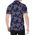 White And Blue Turtle Pattern Print Men's Shirt