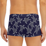 White And Blue Turtle Pattern Print Men's Short Boxer Briefs